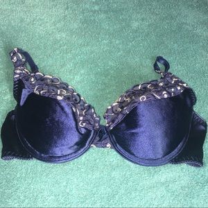 Navy Blue Bra with Mesh Trim, 34B